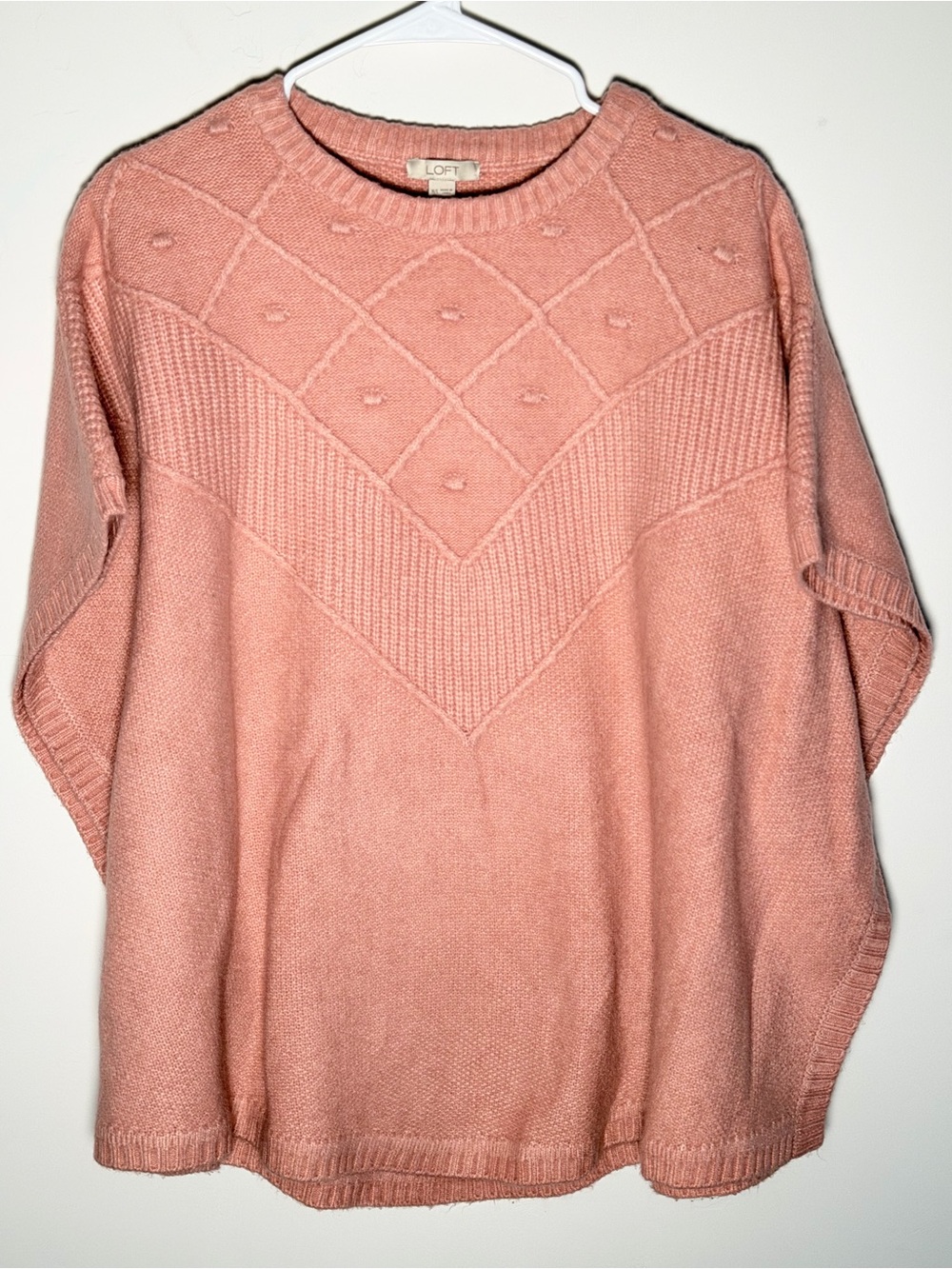 LOFT Blush-Peach Knit Poncho Sweater